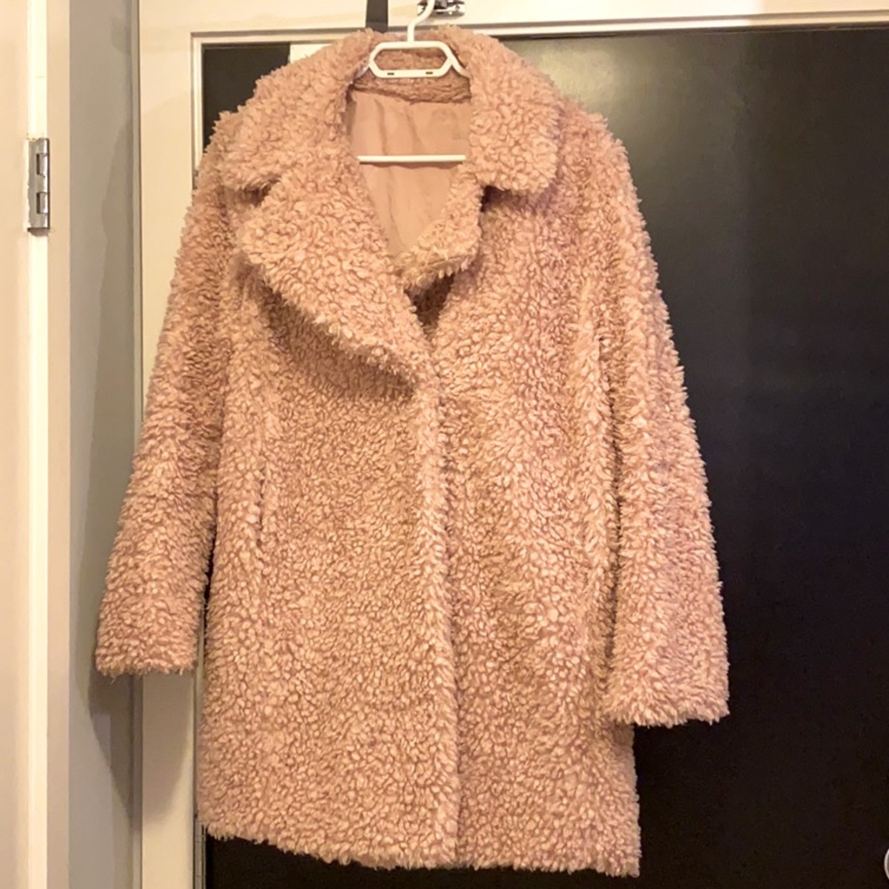 Kenzie Pink Teddy Bear Reversible Coat - Medium